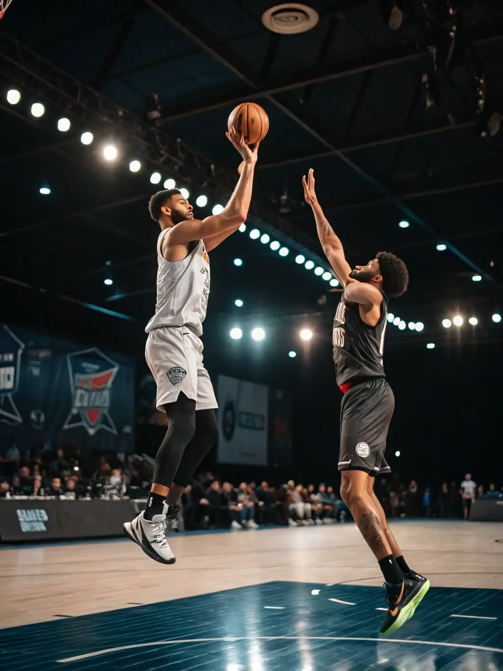 An image capturing the intensity of a local basketball match organized by ASS TASDON BASKET, with players competing fiercely and spectators cheering from the sidelines.